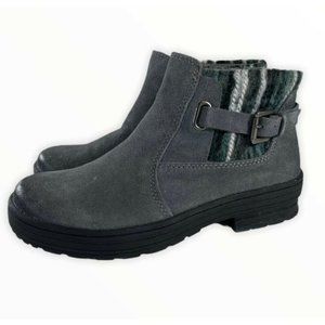 Earth Origins Gray Leather Suede Ankle Boots Water Repellent Size 6 Comfort